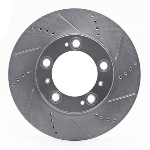 Porsche Boxster Brake Rotor (1) - Front Right - R1 Concepts - Drilled & Slotted - Silver - `97-`04